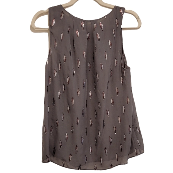 Joie Kastra Granite Diamond Print Flowy Tank Top Blouse Gray Metallic - Picture 5 of 11